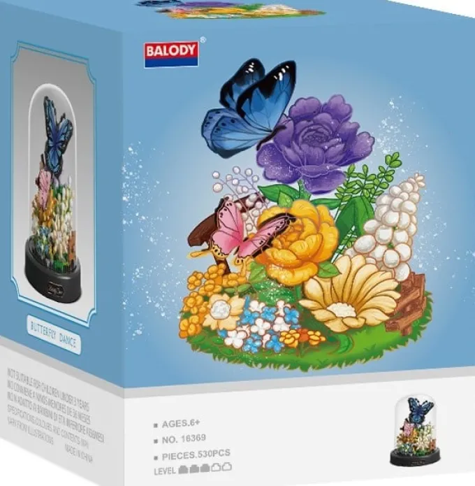 Balody 3D bouwset Bloemen met Vlinder onder stolp