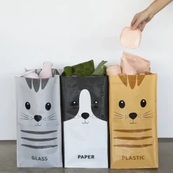 Balvi Afval recycletassen met kat (set van 3)