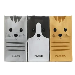 Balvi Afval recycletassen met kat (set van 3)