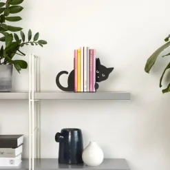 Balvi Boekensteun verborgen kat zwart metaal