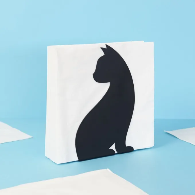 Balvi Servethouder Feline zwart metaal