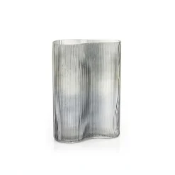 By Boo By-Boo Vaas Riba 6 - Grijs geribbeld glas