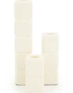 By Boo Set van 3 kandelaren Cube - beige