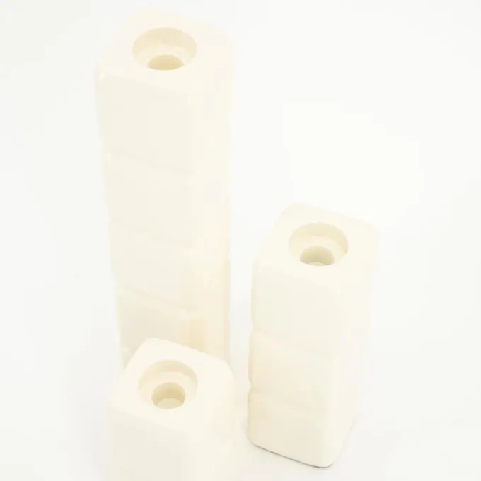 By Boo Set van 3 kandelaren Cube - beige