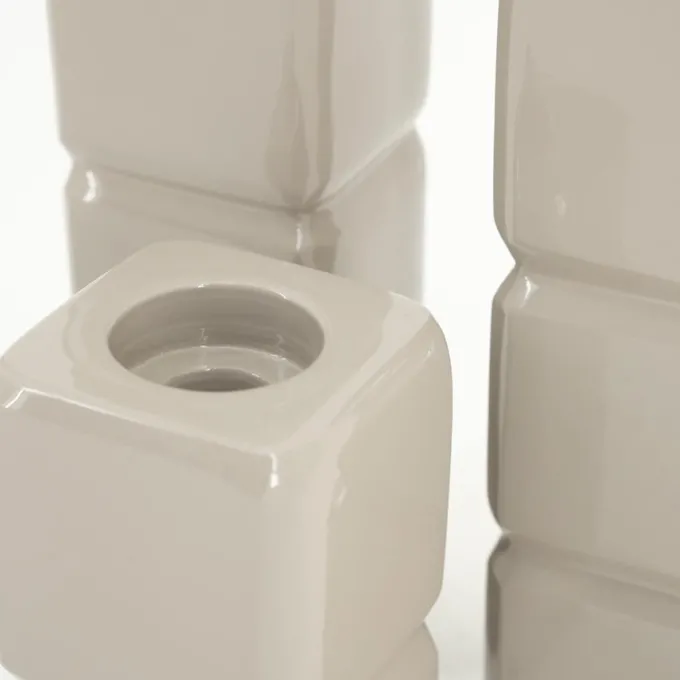 By Boo Set van 3 kandelaren Cube – taupe
