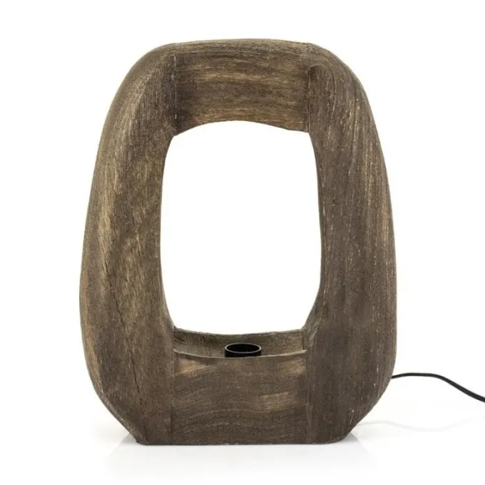 By Boo Tafellamp Gibs groot - bruin: Sfeervolle houten designlamp