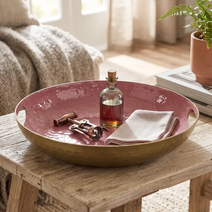 Countryfield Dienblad Madras oud roze - Sfeervol dienblad en fruitschaal