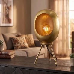 Countryfield Industriële Tafellamp Eggy S in Goud - Countryfield