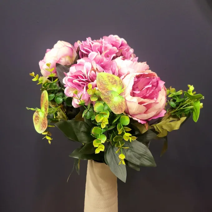 Countryfield Kunst boeket Peony Hydrangea 3x3 Lila