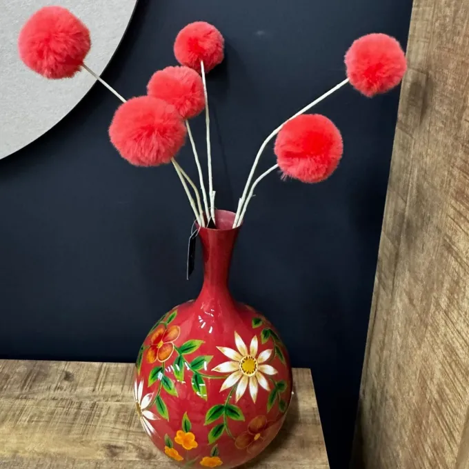 Countryfield Kunstdeco Pom Pom Set van 3 takken oranje - 16 x 16 x 75 cm