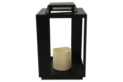 Countryfield Lantaarn met LED kaars Rennes zwart / wit outdoor S
