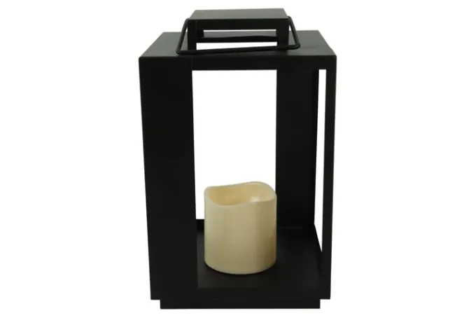 Countryfield Lantaarn met LED kaars Rennes zwart / wit outdoor S