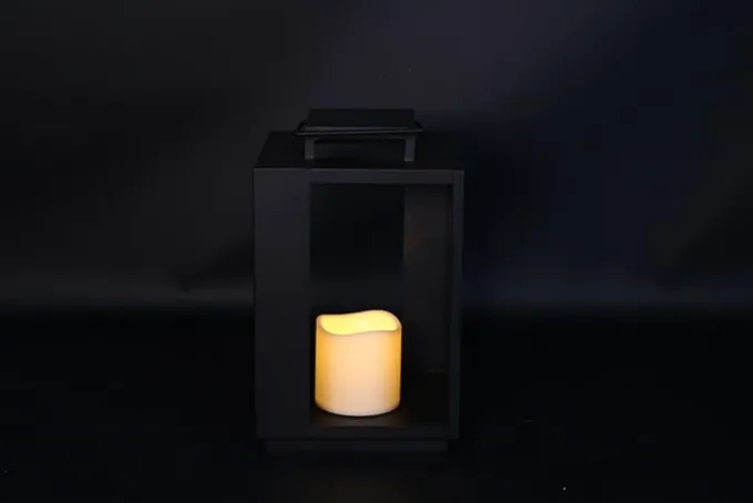 Countryfield Lantaarn met LED kaars Rennes zwart / wit outdoor S
