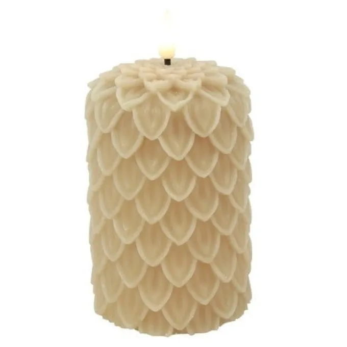 Countryfield LED-B Kaars Dennenkegel Lyon M beige - 8,5 x 8,5 x 12,5 cm