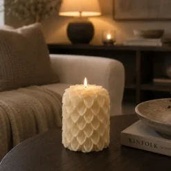 Countryfield LED-B Kaars Dennenkegel Lyon S beige - 8,5 x 8,5 x 10 cm