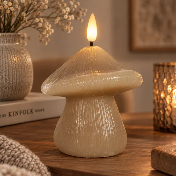 Countryfield Paddestoel kaars LED Lyon S beige