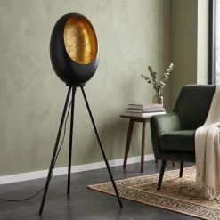 Countryfield Staande lamp E27 Eggy zwart goud van Countryfield