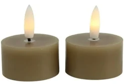 Countryfield Theelicht rustiek Ø4CM LED Lyon beige - set van 2