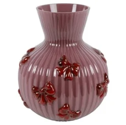 Countryfield Vaas met strik Noé L paars rood 24 x 24 x 27,5 cm