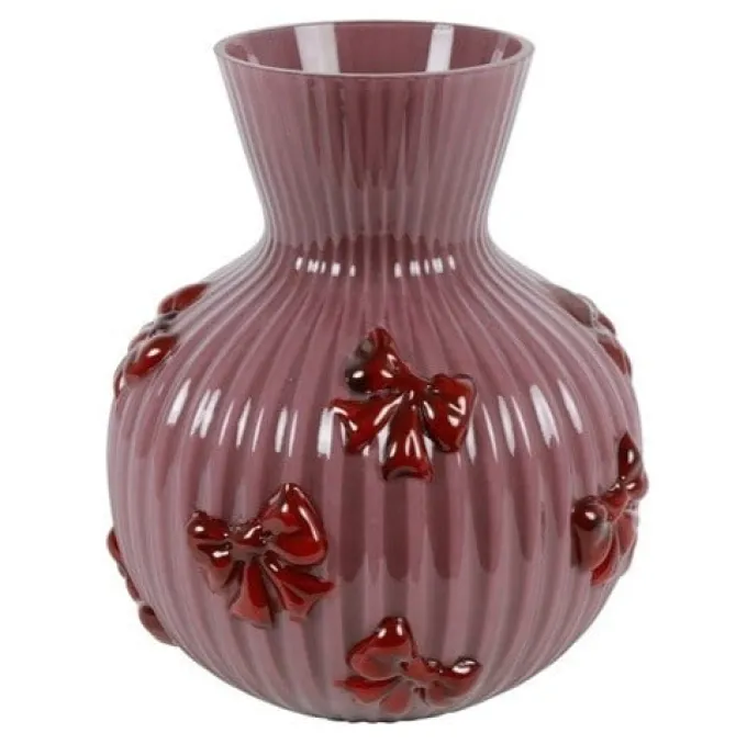 Countryfield Vaas met strik Noé L paars rood 24 x 24 x 27,5 cm