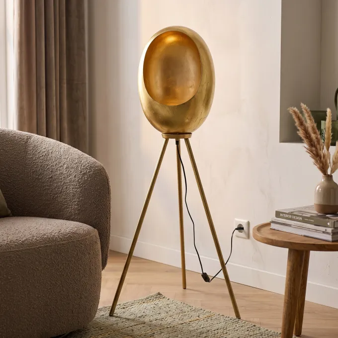 Countryfield Vloerlamp E27 Eggy goud - Industrieel Design