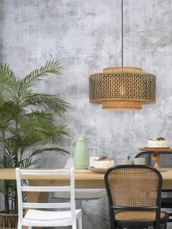 Good&Mojo Hanglamp Bhutan bamboe Ø 50 cm zwart naturel S