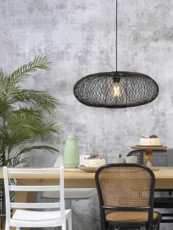 Good&Mojo Hanglamp Cango bamboe ellips dia.60x25cm zwart