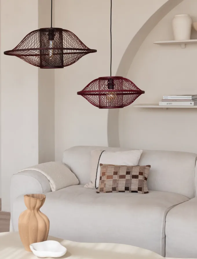 Good&Mojo Hanglamp Maui bamboe ø70xh.30cm burgundy L