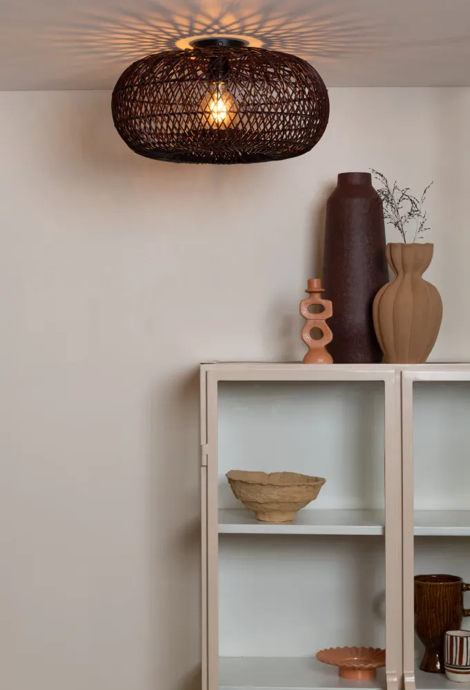 Good&Mojo Plafondlamp Arizona bamboe ø50 burgundy S