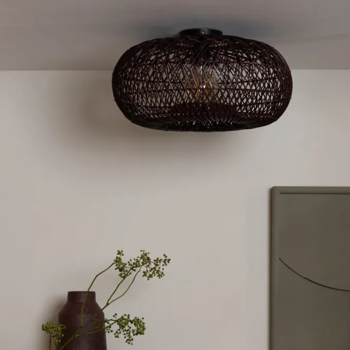 Good&Mojo Plafondlamp Arizona bamboe ø50 burgundy S