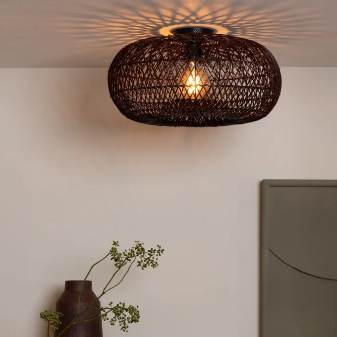 Good&Mojo Plafondlamp Arizona bamboe ø50 burgundy S