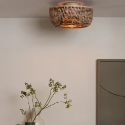 Good&Mojo Plafondlamp Barbados bamboe/halfrond kap ø35xh.15cm naturel/bruin