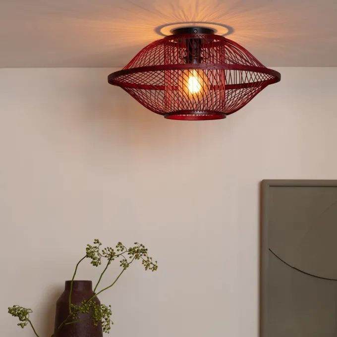 Good&Mojo Plafondlamp Maui bamboe burgundy S