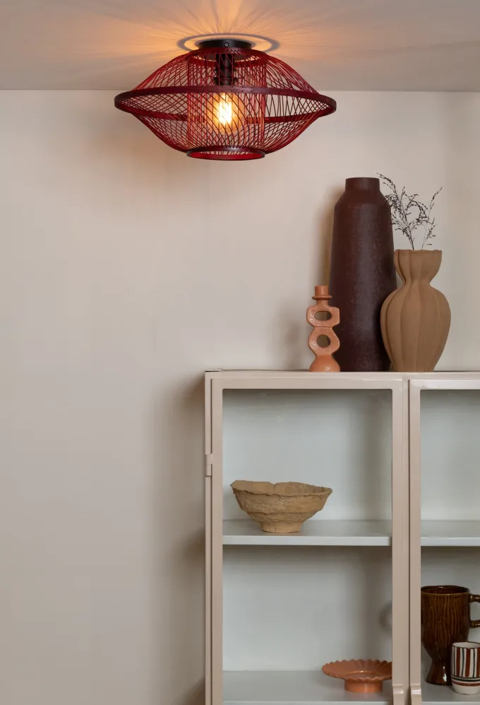 Good&Mojo Plafondlamp Maui bamboe burgundy S