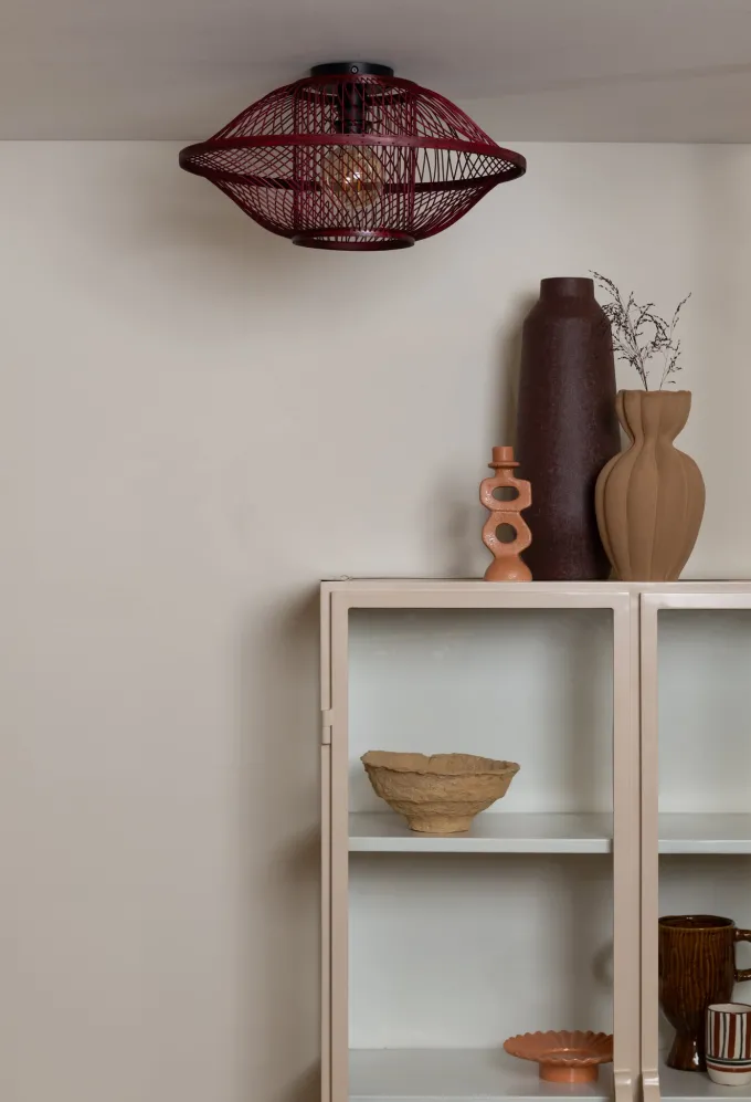 Good&Mojo Plafondlamp Maui bamboe burgundy S