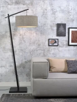 Good&Mojo Vloerlamp Andes bamboe zwart eco linnen donker