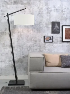 Good&Mojo Vloerlamp Andes bamboe zwart eco linnen wit
