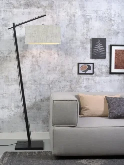Good&Mojo Vloerlamp Andes bamboe zwart eco linnen licht