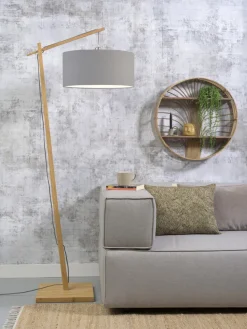 Good&Mojo Vloerlamp Andes bamboe eco linnen lichtgrijs