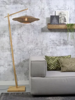 Good&Mojo Vloerlamp Bali bamboe naturel naturel/zwart M kap Ø60