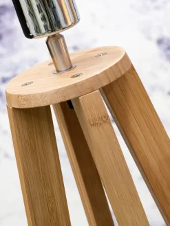 Good&Mojo Vloerlamp bamboe 4-poot Everest linnen lichtgrijs