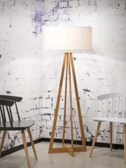 Good&Mojo Vloerlamp bamboe 4-poot Everest linnen wit
