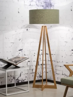 Good&Mojo Vloerlamp bamboe 4-poot Everest linnen green forest