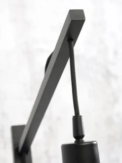 Good&Mojo Vloerlamp Bromo bamboe S zwart – kap Ø 40 naturel