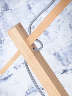 Good&Mojo Vloerlamp Cango bamboe naturel S 176 cm kap Ø 60 zwart