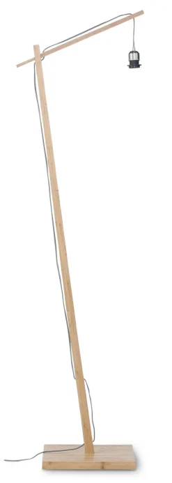 Good&Mojo Vloerlamp Cango bamboe naturel S 176 cm kap Ø 60 zwart