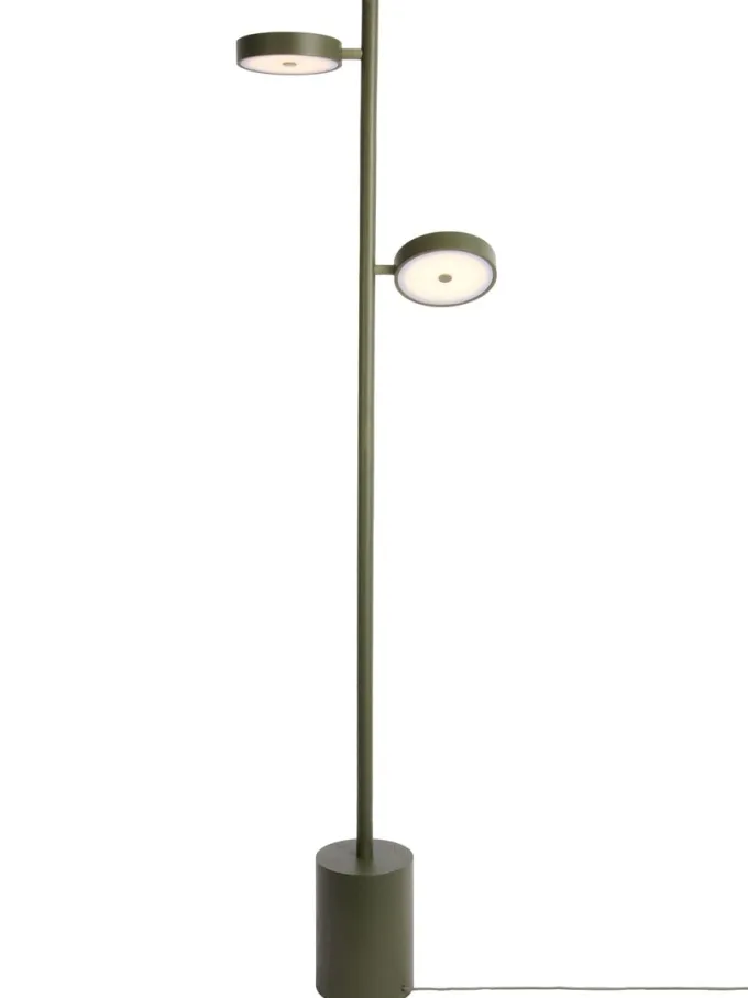 Good&Mojo Vloerlamp essenhout 2-kap OKINAWA groen