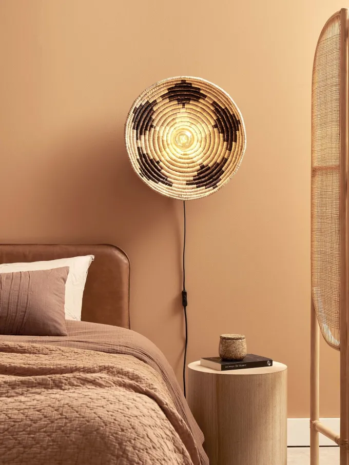 Good&Mojo Wandlamp Andros dia. 45cm zwart/naturel/wit