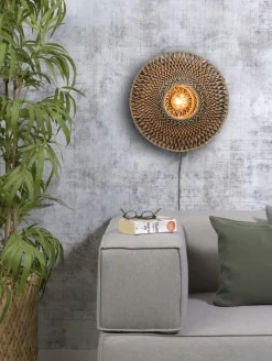 Good&Mojo Wandlamp Bali bamboe 44 x 12 cm zwart/naturel S