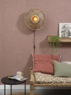 Good&Mojo Wandlamp Bali bamboe 44 x 12 cm zwart/naturel S